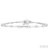 1 Ctw Bamboo Internodes Round Cut Diamond Fashion Bracelet in 14K White Gold