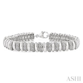 1/6 Ctw Bold Wide Ribbed Round Cut Diamond Fashion Bracelet in Sterling Silver
