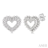 1/8 Ctw Petite Heart Round Cut Diamond Fashion Stud Earring in 10K White Gold