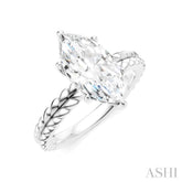 1/10 Ctw Marquise Shape Round Cut Diamond Semi-Mount Engagement Ring in 14K White Gold