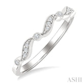 1/10 Ctw Triple Wave Round Cut Diamond Stackable Fashion Band in 10K White gold