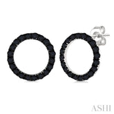 1/2 Ctw Circle Round Cut Black Diamond Fashion Stud earrings in 10K White Gold