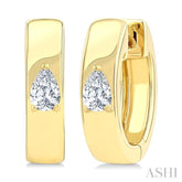 1/6 Ctw Pear Shape Diamond Petite Huggie Earrings in 10K Yellow Gold