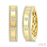 1/2 Ctw Flush Set Round Cut Diamond Fashion Huggie Earrings in 14K Yellow Gold