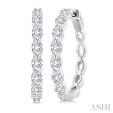 1 7/8 Ctw North-South Oval Cut Diamond Fashion Hoop Earring in 14K White Gold