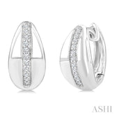 1/6 Ctw Round Cut Diamond Bold Fashion Hoop Earrings in 10K White Gold