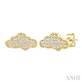 1/6 Ctw Round Cut Diamond Cloud Petite Earrings in 10K Yellow Gold