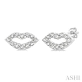 1/10 Ctw Petite Lips Round Cut Diamond Fashion Stud Earring in 10K White Gold