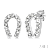 1/10 Ctw Horseshoe Charm Round Cut Diamond Petite Earring in 10K White Gold
