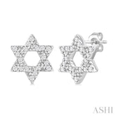 1/8 Ctw Star Of David Round Cut Diamond Petite Fashion Stud Earring in 10K White Gold