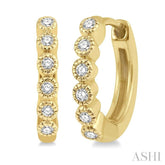 1/10 Ctw Round Cut Diamond Huggie Petite Earrings in 14K Yellow Gold