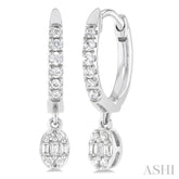 1/3 Ctw Petite Oval Shape Fusion Diamond Fashion Huggies in 10K White Gold