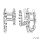 1/2 Ctw Petite Double Hoop Round Cut Diamond Fashion Huggies in 14K White Gold