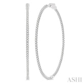 2 Ctw Inside-Out Round Cut Diamond 2-Inch Hoop Earrings in 14K White Gold
