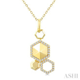 1/4 Ctw Hexagon Motif Round Cut Diamond Fashion Pendant With Chain in 14K Yellow Gold