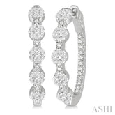 1 Ctw Circular Five Mount Lovebright Round Cut Diamond Hoop Earrings in 14K White Gold