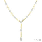 1 3/4 Ctw Lovebright Oval Shape Round Cut Diamond Paperclip Fashion Necklace in 14K Yellow and White Gold
