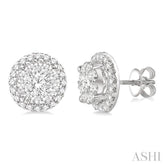 2 Ctw Lovebright Round Cut Diamond Earrings in 14K White Gold