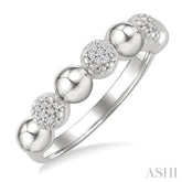4 MM Bold Bead and 1/20 Ctw Round Cut Diamond Fashion Ring in Sterling Silver