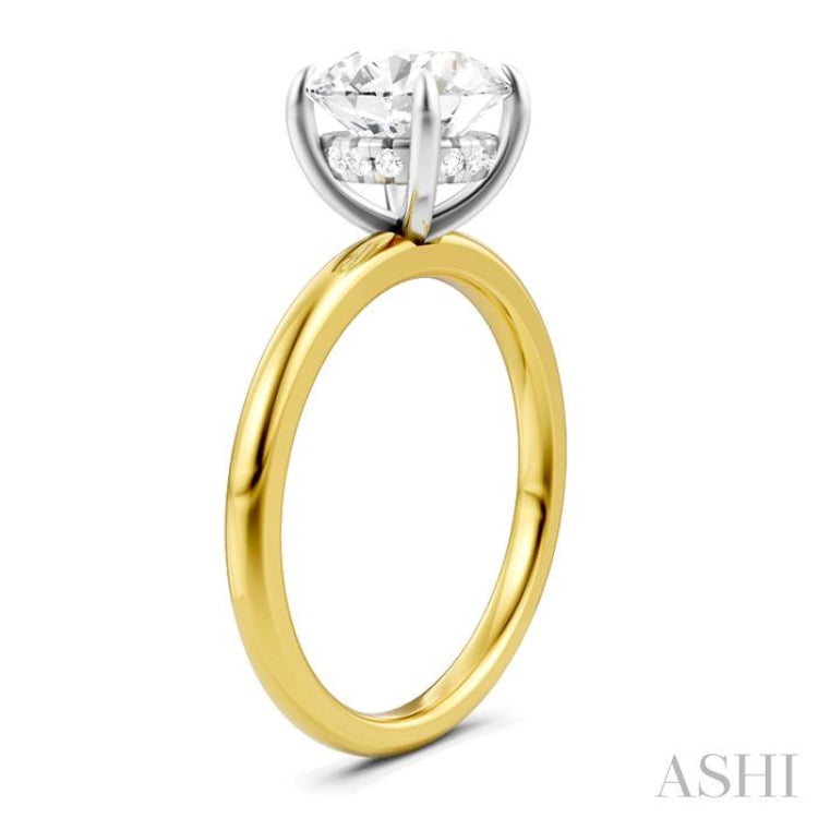 1/20 Ctw Circular Shape Round Cut Diamond Semi-Mount Engagement Ring in 14K Yellow and White Gold