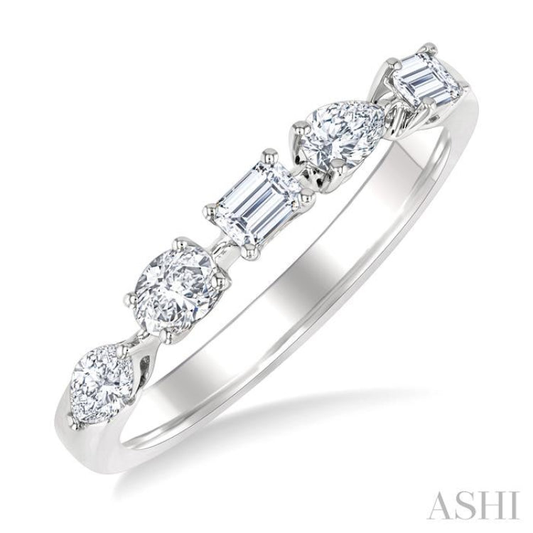 1/2 Ctw Mixed Shape Diamond Cut Fashion Band in 14K White Gold