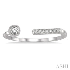 1/10 Ctw Flat Open Top Circular Head Round Cut Diamond Fashion Ring in 14K White Gold