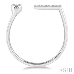 1/10 Ctw Flat Open Top Circular Head Round Cut Diamond Fashion Ring in 14K White Gold