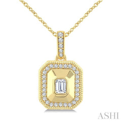 1/4 Ctw Open Window Octagon and Round Cut Diamond Fashion Pendant With Chain in 14K Yellow Gold