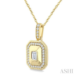1/4 Ctw Open Window Octagon and Round Cut Diamond Fashion Pendant With Chain in 14K Yellow Gold