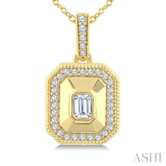 1/4 Ctw Open Window Octagon and Round Cut Diamond Fashion Pendant With Chain in 14K Yellow Gold