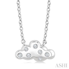 1/20 Ctw Cloud Round Cut Diamond Petite Fashion Pendant With Chain in 10K White Gold