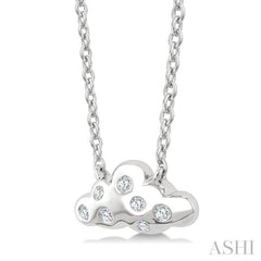 1/20 Ctw Cloud Round Cut Diamond Petite Fashion Pendant With Chain in 10K White Gold