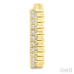 1/10 Ctw Fluted Round Cut Diamond Petite Huggie Earrings in 10K Yellow Gold