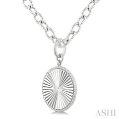 1/10 Ctw Round Fluted Medallion Round Cut Diamond Pendant With Chain in Sterling Silver