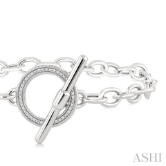 1/10 Ctw Circle Toggle Round Cut Diamond Fashion Bracelet in Sterling Silver
