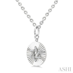 1/10 Ctw Round Fluted Medallion Round Cut Diamond Star of David Pendant With Chain in Sterling Silver