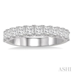 1 1/5 Ctw Princess Cut Diamond Matching Wedding Band in 14K White Gold