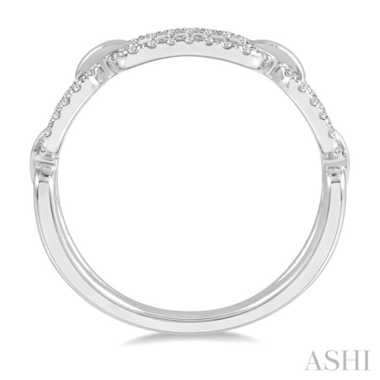 1/5 Ctw Round Cut Diamond Paperclip Ladies Ring in 14K White Gold