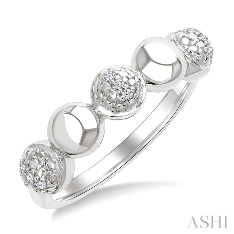 5 MM Bold Bead and 1/20 Ctw Round Cut Diamond Fashion Ring in Sterling Silver