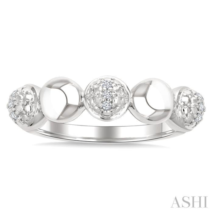 5 MM Bold Bead and 1/20 Ctw Round Cut Diamond Fashion Ring in Sterling Silver