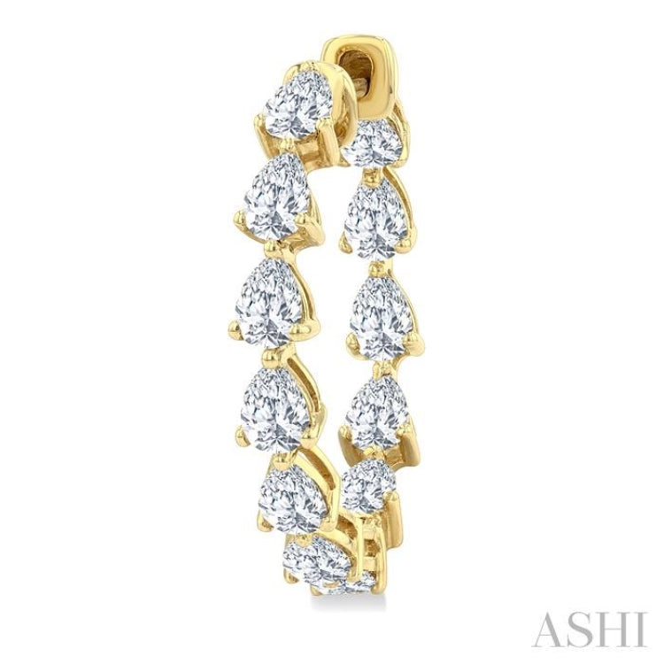 2 5/8 Ctw Inside-Out Pear Cut Diamond Fashion Hoop Earrings in 14K Yellow Gold