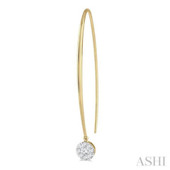 1/2 Ctw Round Dangler Lovebright Diamond Earring in 14K Yellow and White Gold