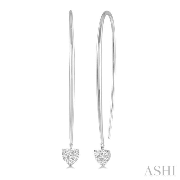 1/3 Ctw Heart Shape Lovebright Round Cut Diamond Earring in 14K White Gold