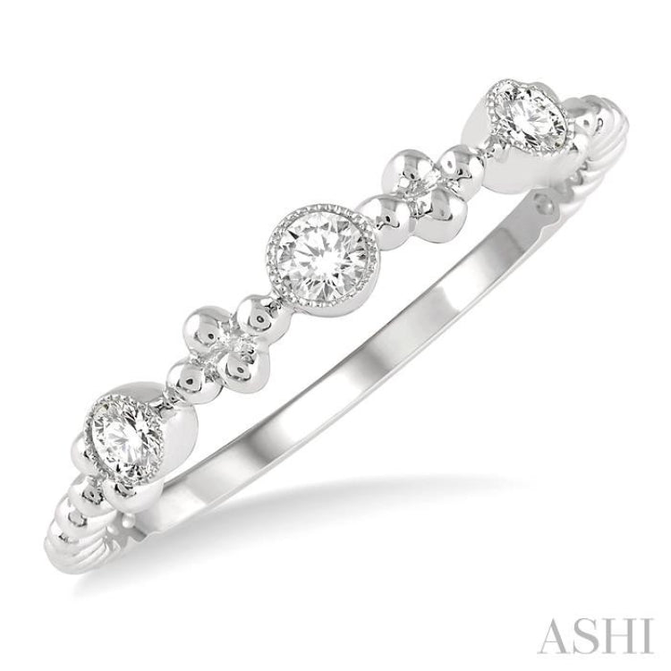 1/5 Ctw Circular Mount Ball Link Round Cut Diamond Stackable Band in 14K White Gold