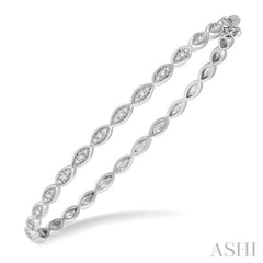1/3 Ctw Marquise Mount Round Cut Diamond Stackable Bangle in 14K White Gold
