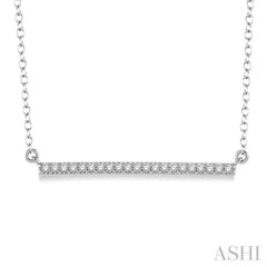 1/6 Ctw Horizontal Bar Round Cut Diamond Necklace With Link Chain in 10K White Gold