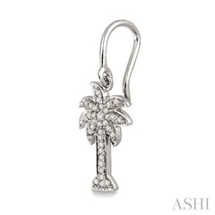 1/4 Ctw Palm Tree Round Cut Diamond Earrings in 14K White Gold