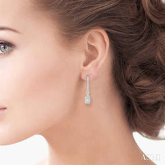 5/8 Ctw Long Baguette & Round Cut Diamond Earring in 14K White Gold