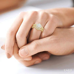 3/4 Ctw Diamond Lovebright Wedding Set with 5/8 Ctw Engagement Ring in Yellow and White Gold and 1/6 Ctw Wedding Band in 14K Yellow Gold