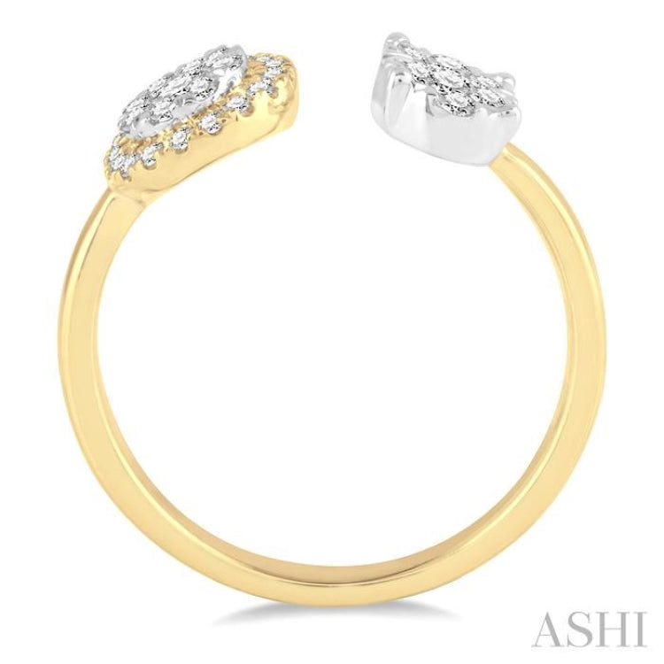 1/2 Ctw Round and Oval Shape Diamond Lovebright Ring in 14K Yellow and White Gold